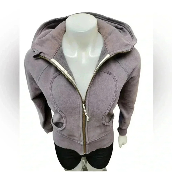Lululemon Factory Distressed Scuba Hoodie Grey Size 2 - Picture 4 of 10